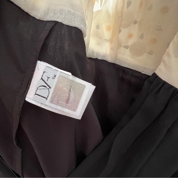 DVF Gidget Crystal Stud Long Dress - BLACK & CREAM - Picture 12 of 16